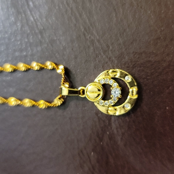 18K NECKLACE BRACELET EARRINGS & RING NAIL HEAD LOVE SET - Picture 8 of 12